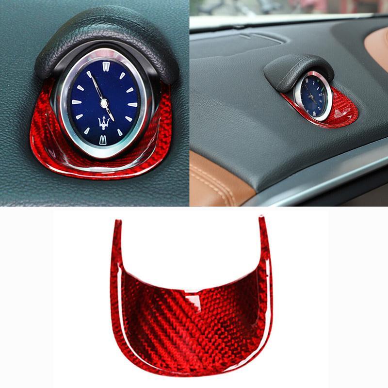 Red Carbon Fiber for Maserati Ghibli 2014-2022 Dashboard Clock Panel Decor Trim