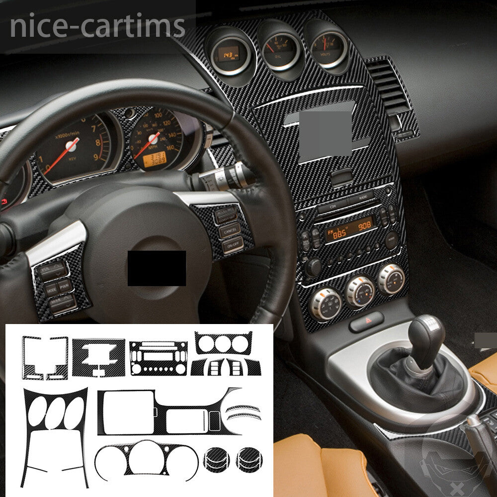 27PCS for Nissan 350Z 2003-09 Carbon Fiber Interior Full Set Kit Decorative Trim