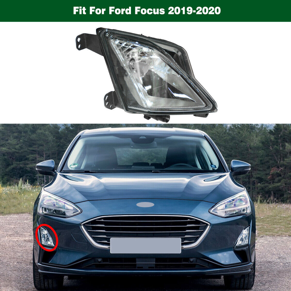 LED Bumper Fog Light Driving Lamp Right JX7B-13B220 Fit for Ford Focus 2019-2020