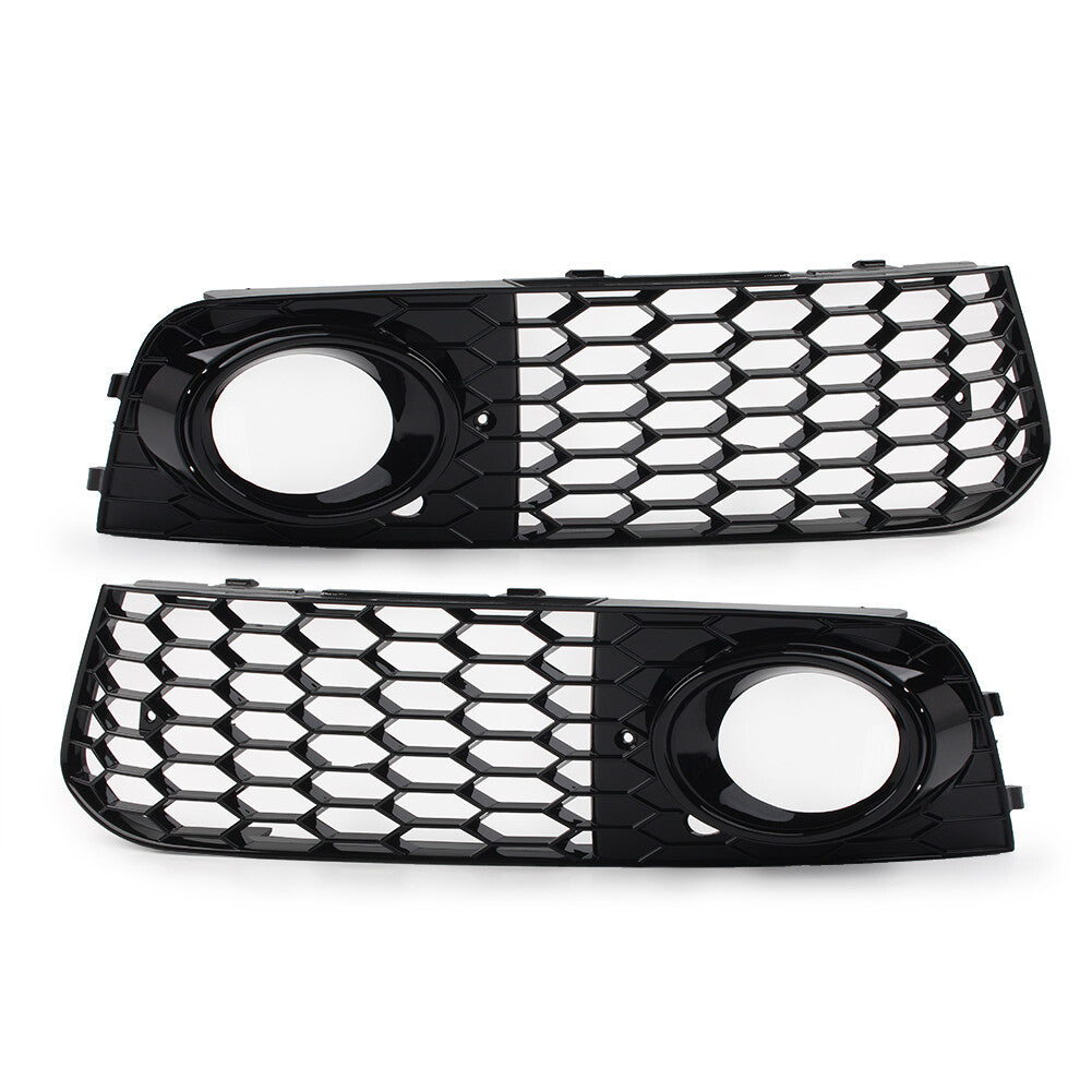 Front Fog Light Honeycomb Hex Mesh Grille Cover for Audi A4 B8 2009-12 Black cl