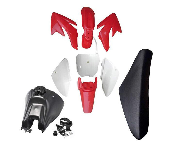 Red plastic fairing kit + for seat + fuel tank CRF70 Dirt Pit bike XR70 140cc 150cc