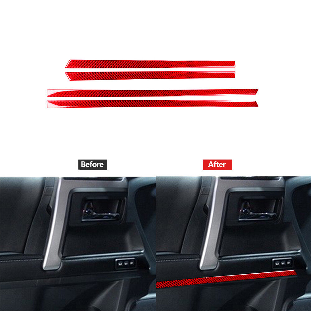 Red Carbon Fiber Inner Door Scuff Sill Cover Trim for Toyota 4Runner 2010-2020