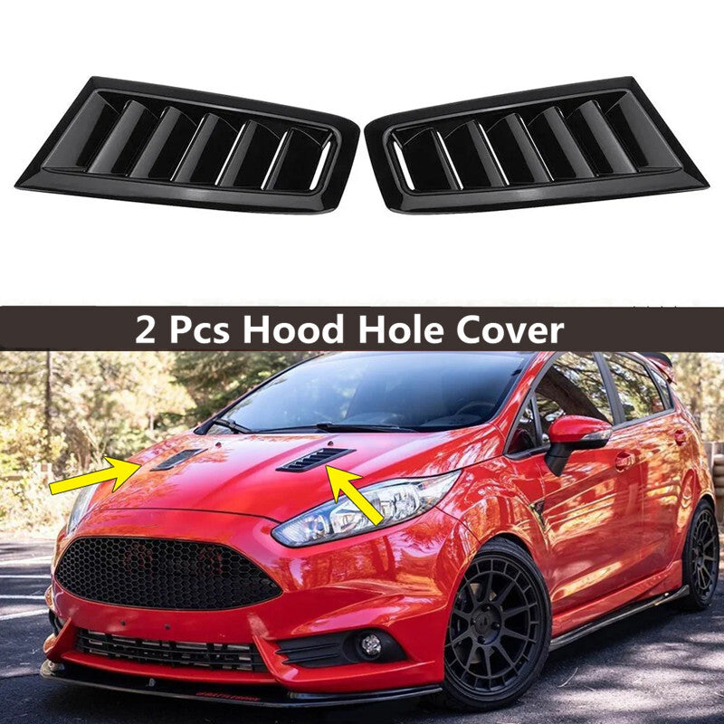 2x Car Universal Front Bonnet Hood Louvers Vent Air Flow Intake Side Scoop Cover