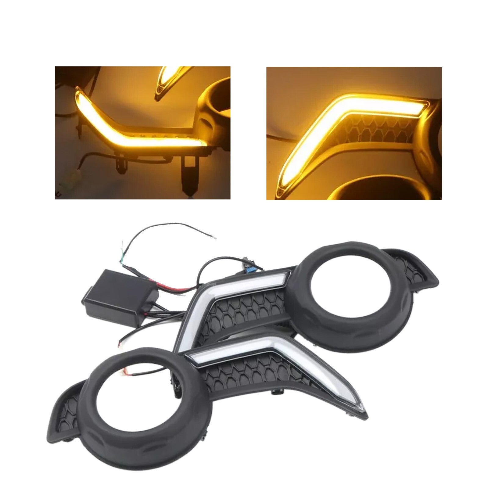 for Toyota 4R 2014-2024 Amber LED Fog Lamps Light DRL Daytime Running Lightl2