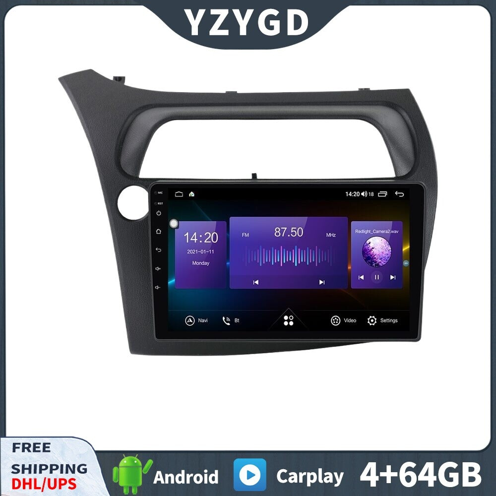 Android 2Din Car Radio CarPlay for Honda for Civic 2006-2011 Stereo Receiver Screen
