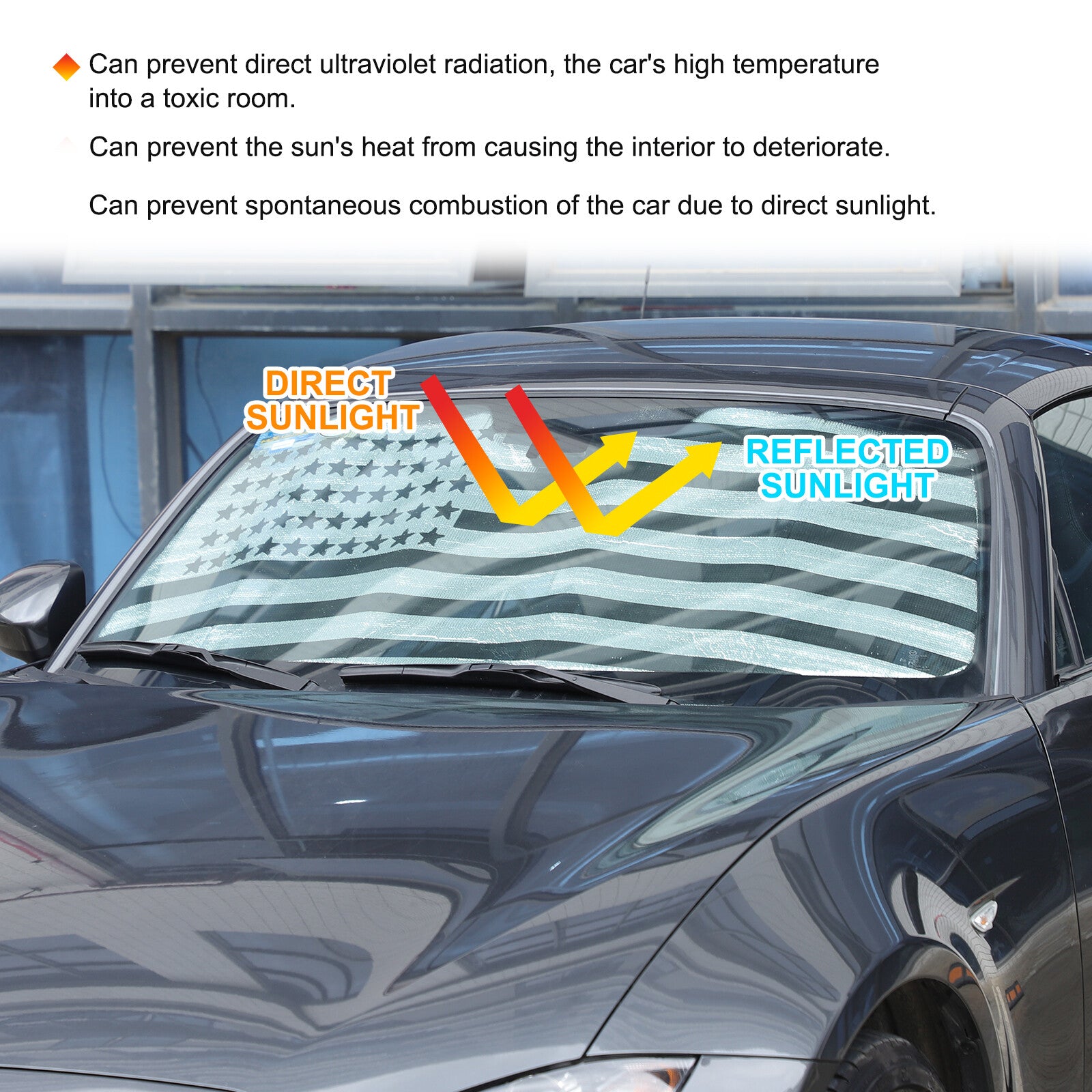 American flag windshield sunshade UV block cover for Mazda MX-5 2009-2015