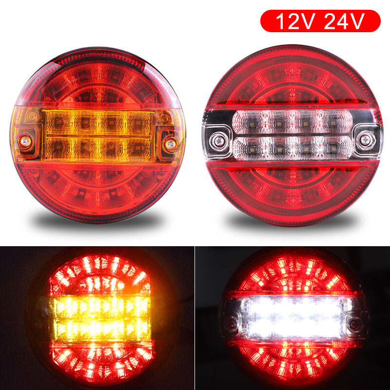 2x 5.5 Round Bus Truck RV Trailer Tail Lights LED Stop Brake Turn Signal Light