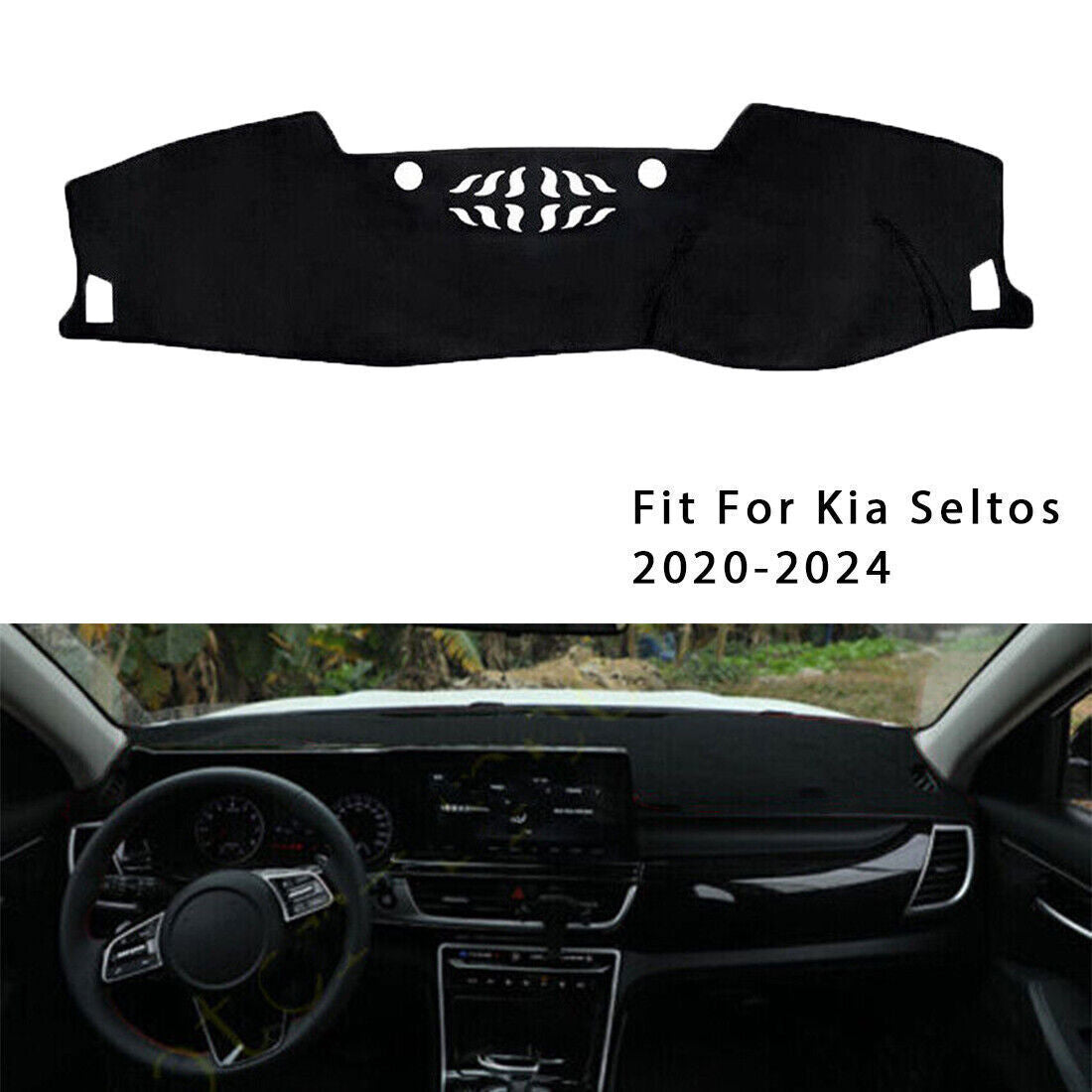 DashMat Cover Dashboard Non-slip Sun Protector Mat trim for Kia Seltos 2020-2024