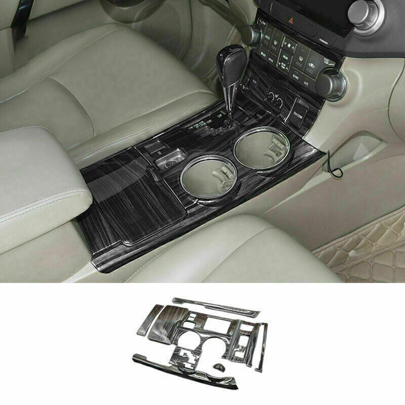 for Toyota Highlander 2008-2013 Black Wood Grain Gear Shift Panel Cover Trim Kit