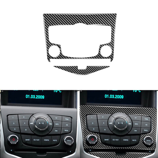 2Pcs Carbon Fiber CD Control Panel Cover Trim for Chevrolet for Cruze 2009-2015