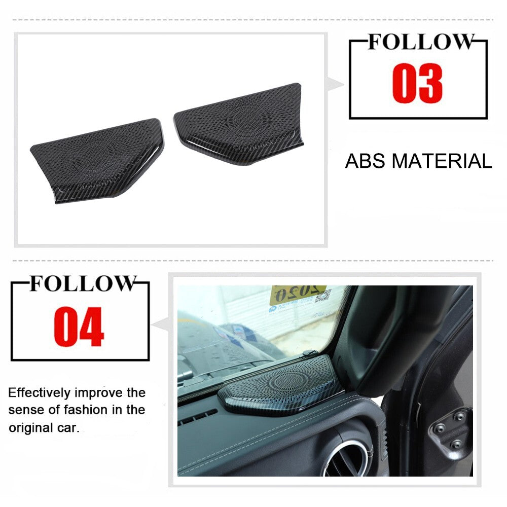 Carbon Fiber A-Pillar Speaker Panel Cover Trim for Jeep for Wrangler JL JT 2018-2023