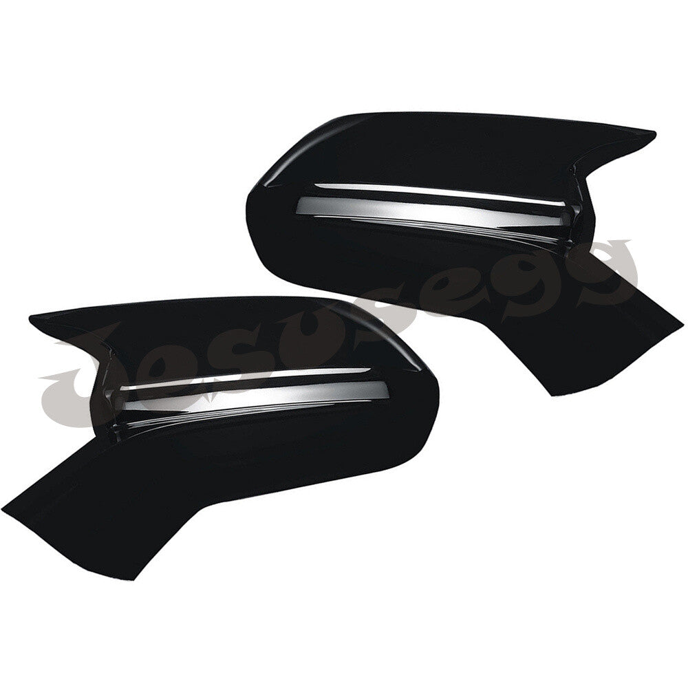 1 Pair Gloss Black Side Wing Mirrors Cover Caps Trim For 2016-2022 CHEVY CAMARO
