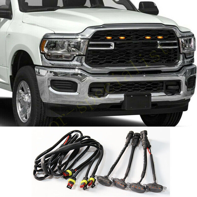 for Ram 2500 2019-2024 smoke Style Front Grill LED Marker Light Kit
