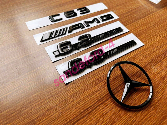 Glossy black C63 AMG and rear star side 6.3 AMG badge available for W204 507