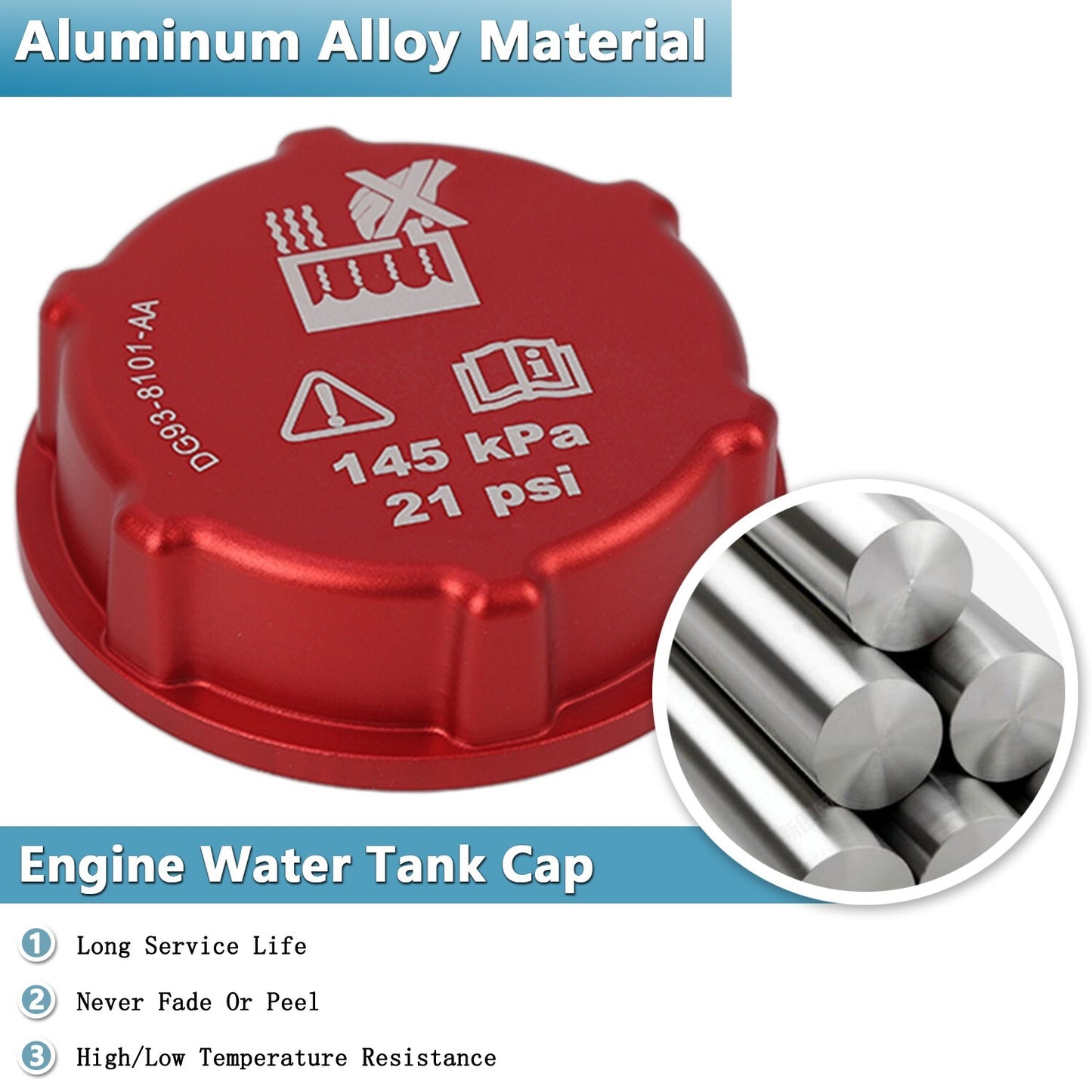 Red Engine Water Tank Cap Trim Cover for Ford Bronco/Bronco Sport 2021-2023