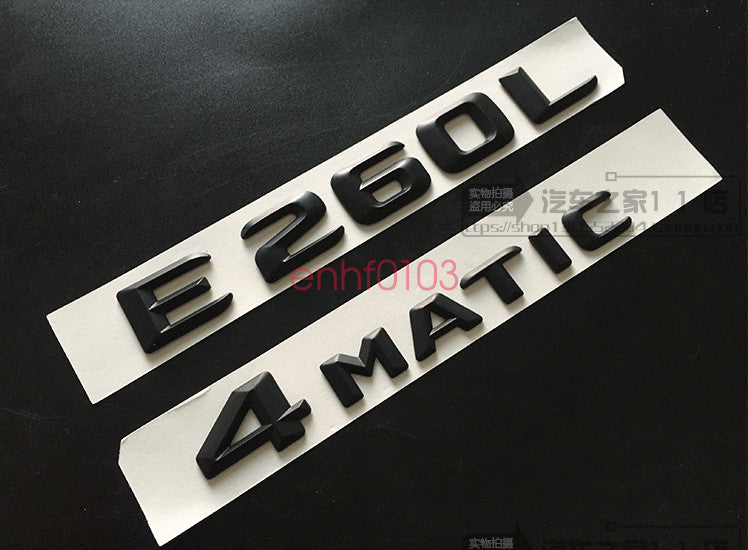 matt black E260L + 4 MATIC Trunk Letters Emblem Badge Sticker for AMG