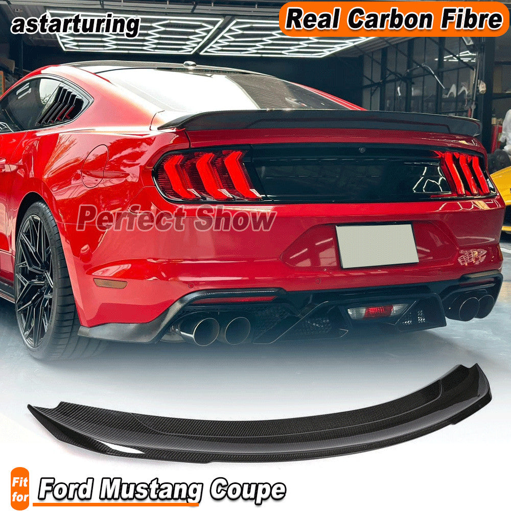 Fit for Ford for Mustang Coupe 2015-2020 REAL Carbon Rear Trunk Spoiler Lid Wing