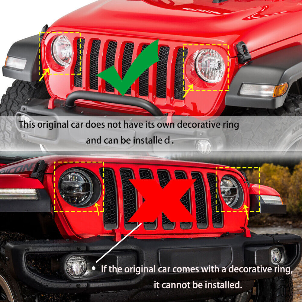 Suitable for 2018+ for Jeep for Wrangler JL Gladiator JT 2X Car Headlight Bezel Cover Decoration