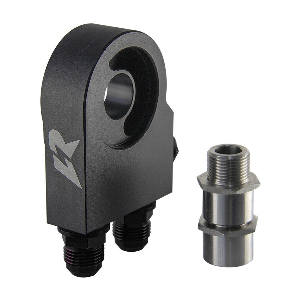 Aluminum OIL FILTER ADAPTER Thermostat 72¡À0.5¡ã M201.5  3/4-16 UNF  1/4NPT BK
