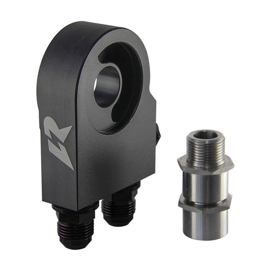 Aluminum OIL FILTER ADAPTER Thermostat 72¡À0.5¡ã M201.5  3/4-16 UNF  1/4NPT BK