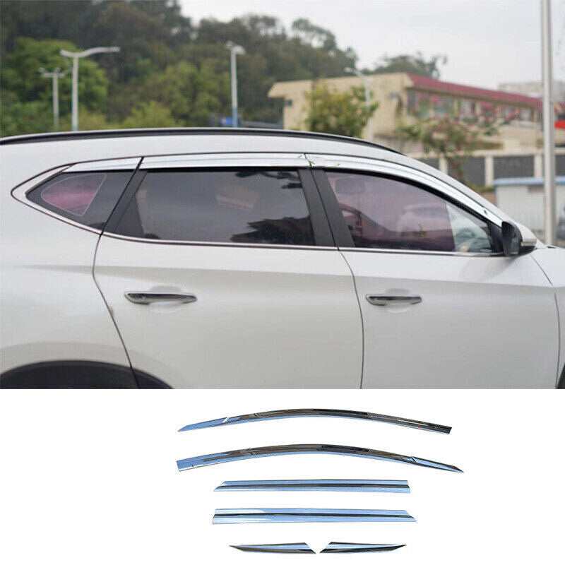 for Hyundai for Tucson 2016-2021 Chrome Window Visor Sun Rain Guard Vent Shade Cover