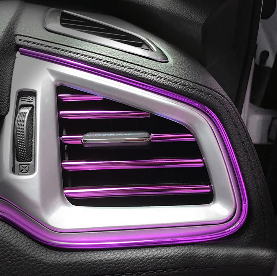 10 pieces of molded decorative trim strips for car air conditioning sockets in purple, suitable for Chevrolet .