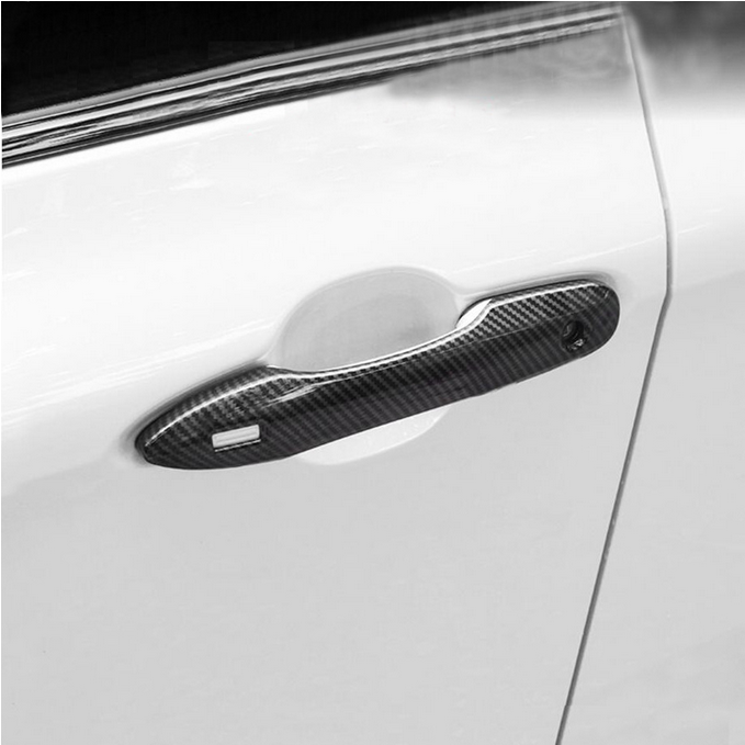 Carbon Fiber Front Car Door Grips Cover Trim 4pcs for Toyota for Camry 2018-2024