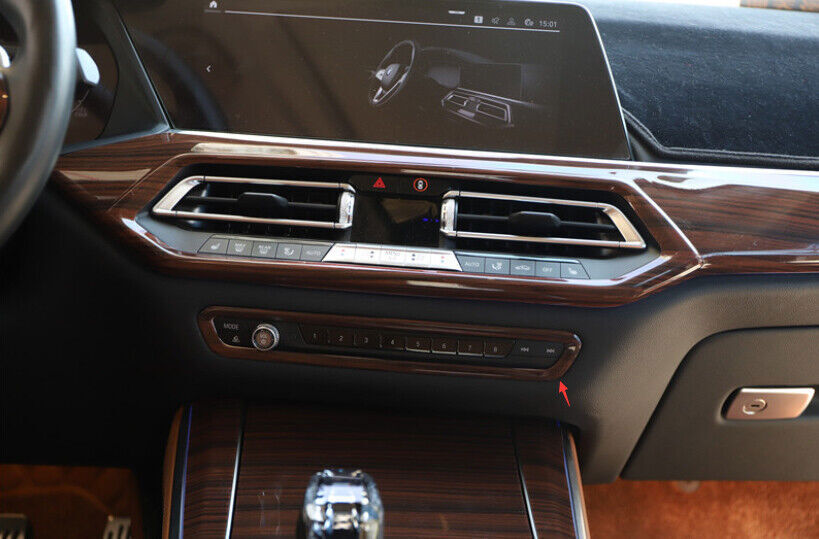 for BMW X5 G05 2019-2023 Brown Wood Grain Central Console Instrument Strip Trim
