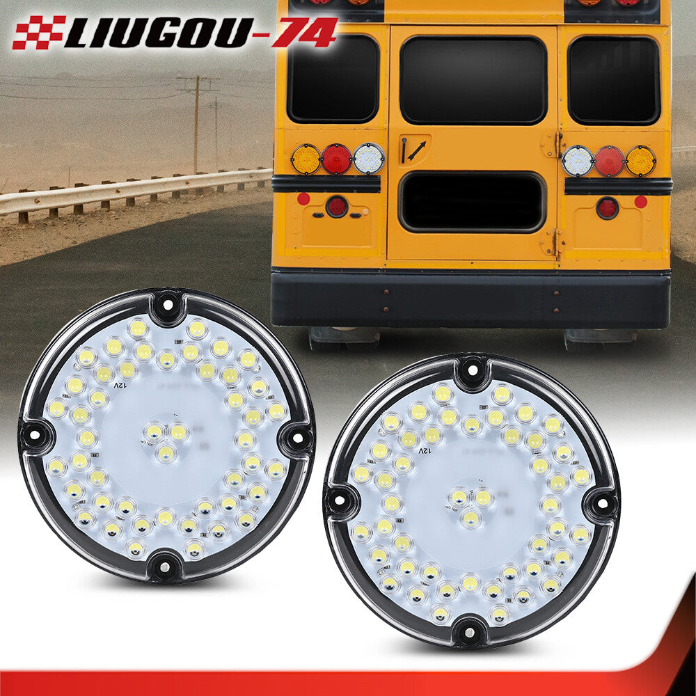 Suitable for school bus/transit vehicle 7-inch round white LED spare reverse taillights
