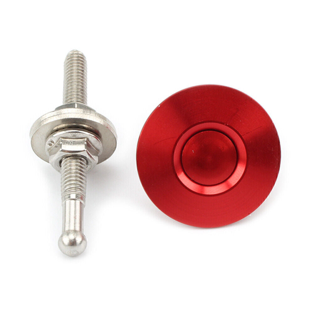 1x Red Push Button Quick Release Car Bumper Hood Pins Bonnet Lock Clip Latch