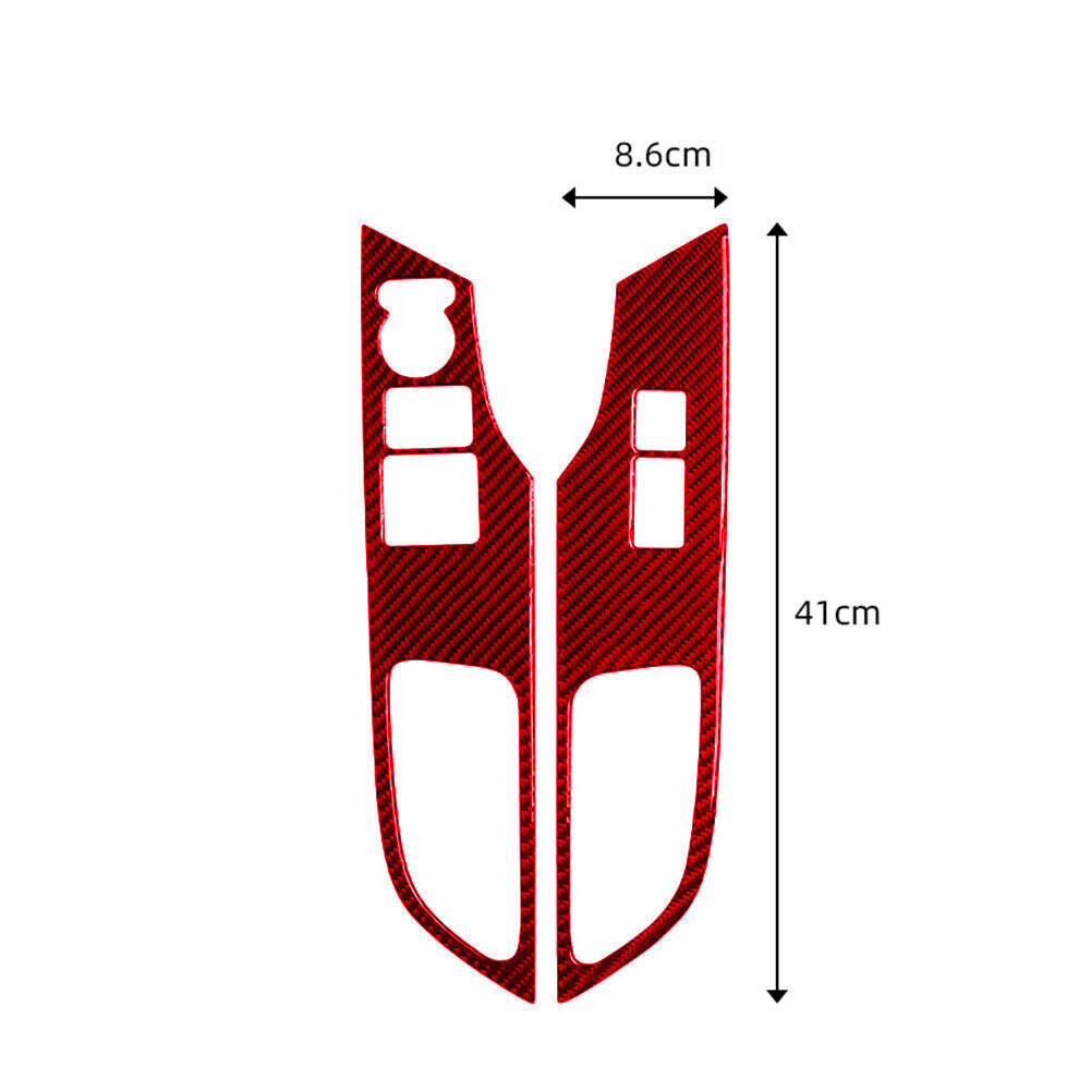 Red Carbon Fiber Window Lift Switch Button Panel Trim for Honda Accord 2013-2017