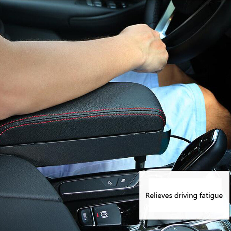 PU car door height adjustable side elbow support armrest box bracket black