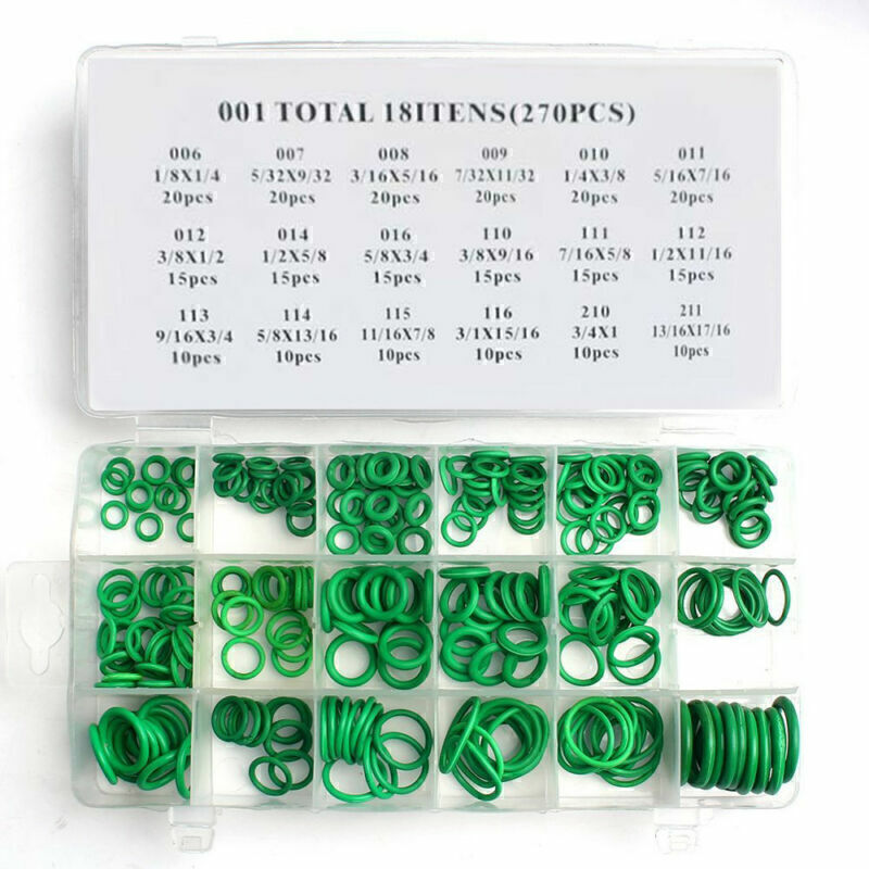 270 Pack 18 Sizes A/C AC System O-Ring Gasket Seals Washer Rapid Seal Repair-Kit