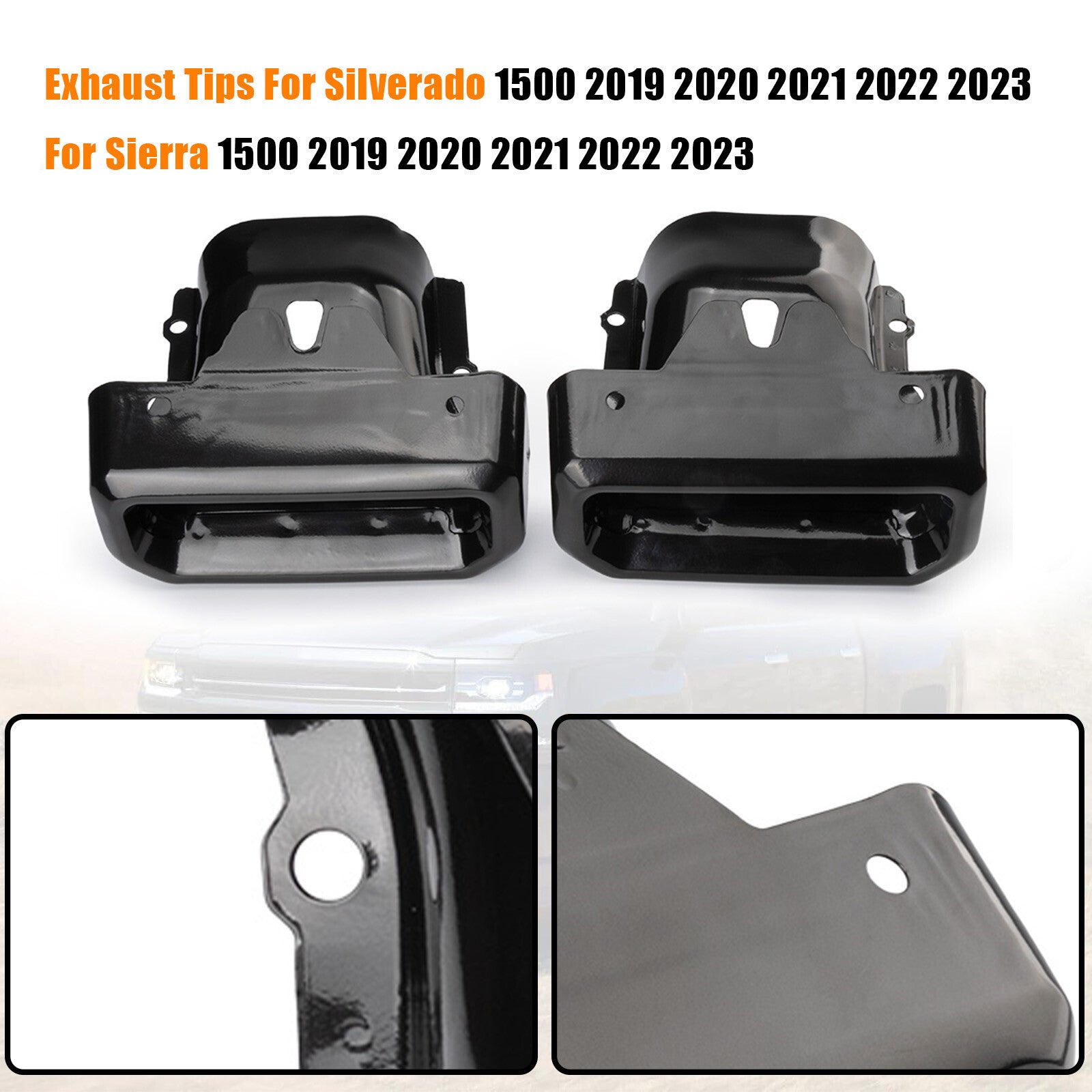 Exhaust Tips Bezels, Black 84434641, for Chevrolet Silverado for GMC for Sierra 19-24 84434642