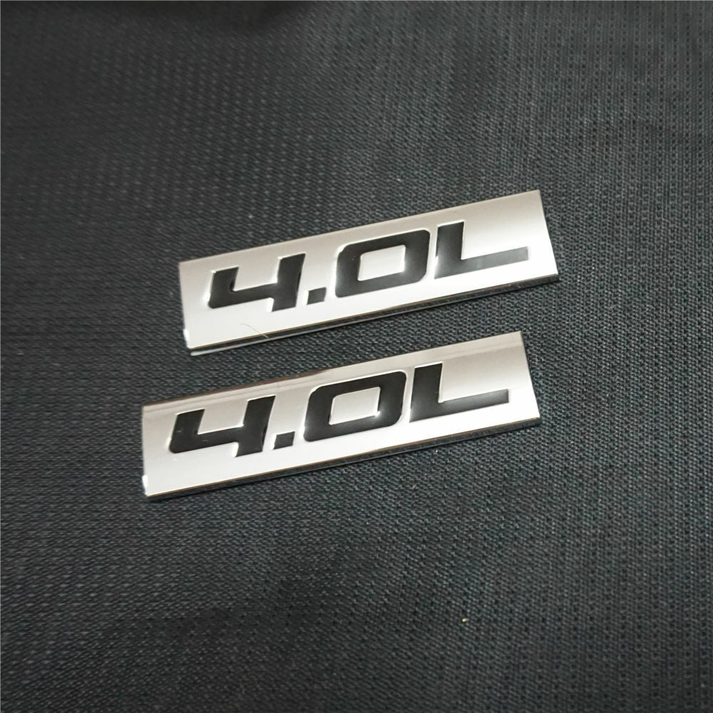 2x Chrome Black 4.0L Metal Decal Badge Sticker Emblem 3D V8 Car Engine Coupe suv