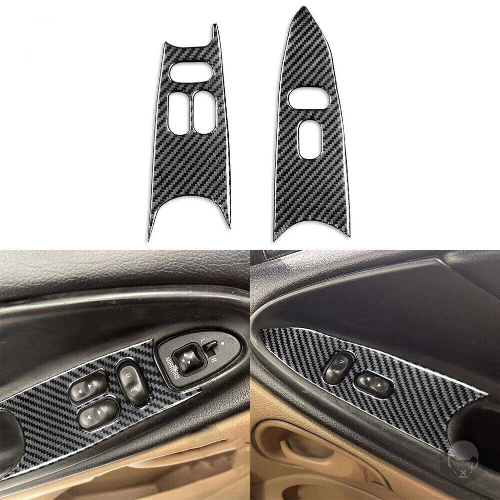 Genuine Carbon Fiber Interior Window Lift Trim for Ford for Mustang 96-03