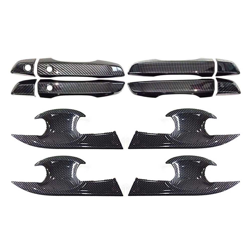 Carbon Fiber Style Door Handle Bowl Cover Kit Keyless for Honda for Civic 2016-2019