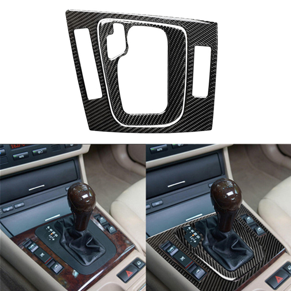 2Pcs Carbon Fiber Interior Gear Shift Frame Cover Trim for BMW 3 Series E46