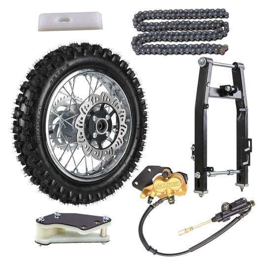 12-inch rear wheel, 80/100-12 tire, rim assembly, swingarm kit, pit bike CRF70 110cc 125