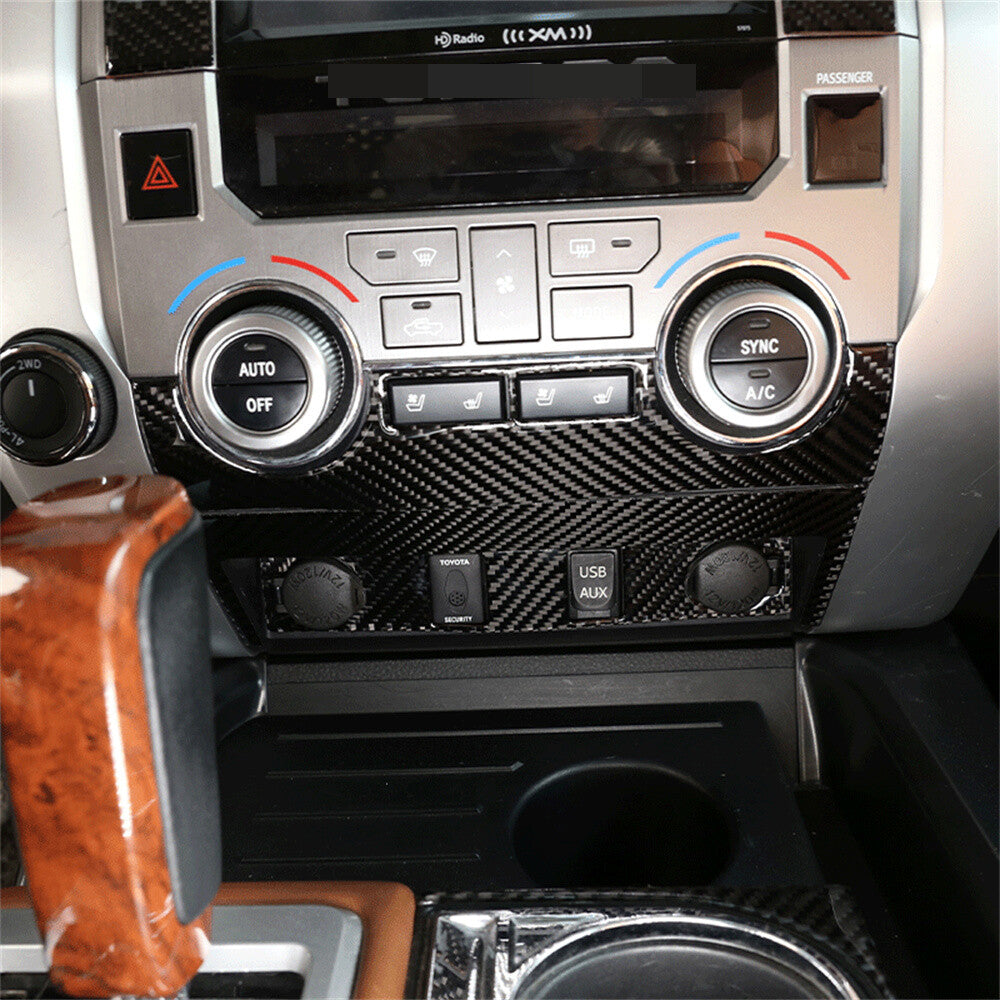 Carbon Fiber Central Air Conditioner Switch Panel Trim for T@yota Tundr@ 2014-21