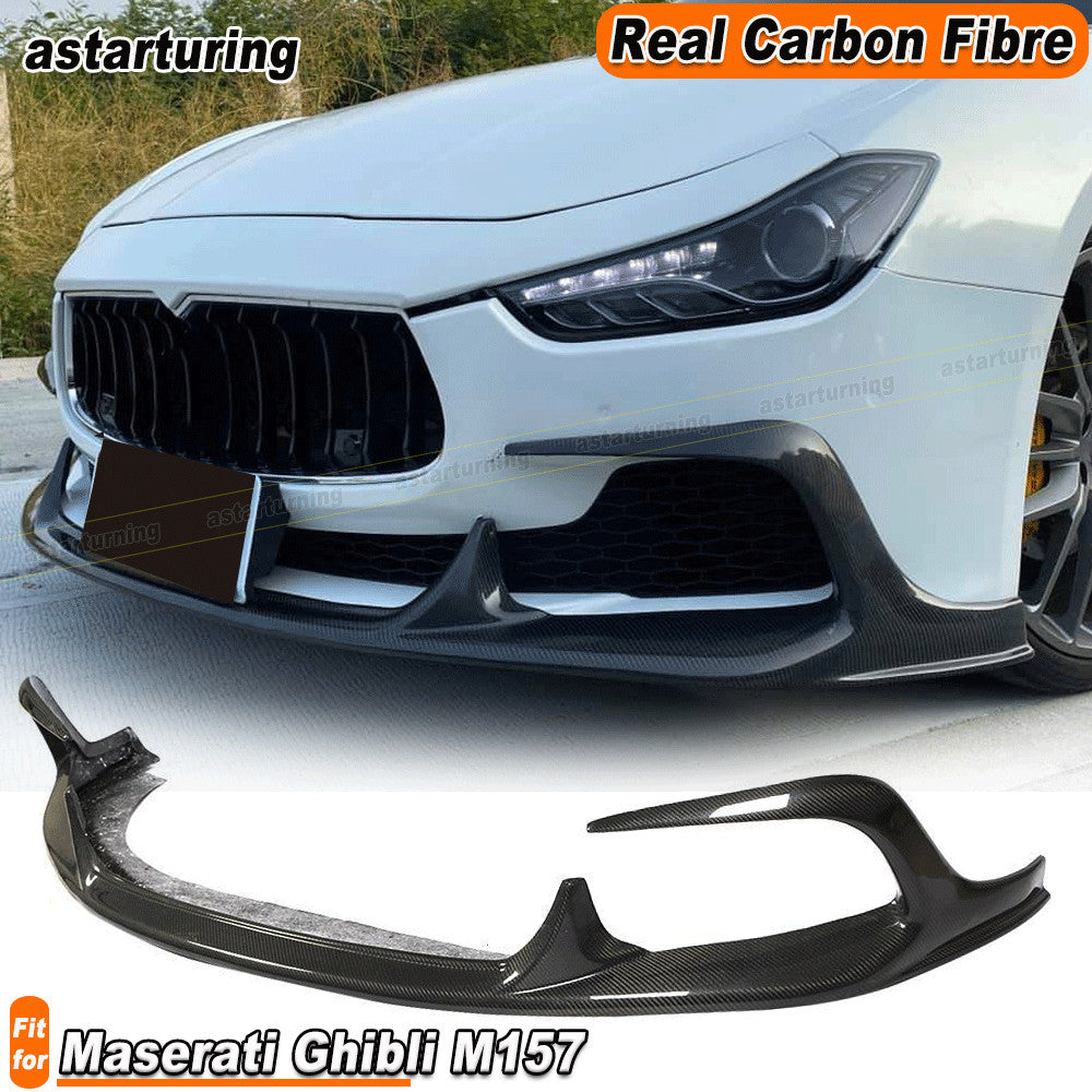Fit for Maserati Ghibli M157 2014-16 REAL Carbon Front Bumper Chin Lip Spoiler