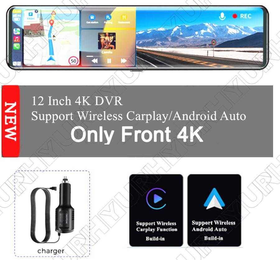 12 4K Wifi Car DVR Dash Camera Rear View Mirror GPS Video For Wireless Carplay