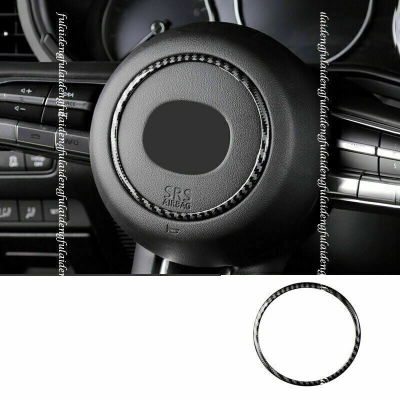 Carbon Fiber ABS Steering Wheel Cover Decor Trims Kit for Mazda CX-30 2020-2024