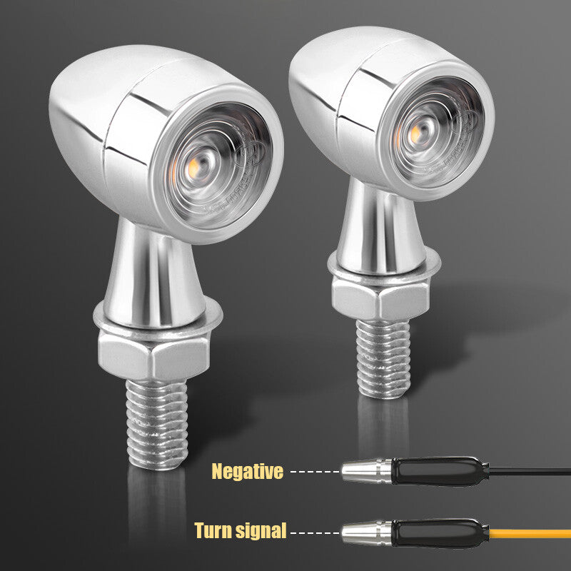 LED Chrome Alloy Motorcycle for Mini Turn Signal Lights and Flashers for Harley Bobber Racer