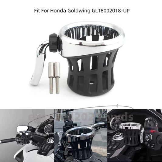 Handlebar Cup Holder Drink W/ Mesh Basket Mount for Honda Goldwing GL1800 18-up
