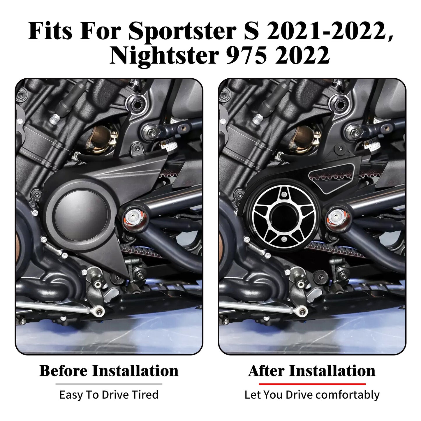 Black Side Sprocket Pulley Engine Cover for Harley Sportster S RH1250S 2021-2023