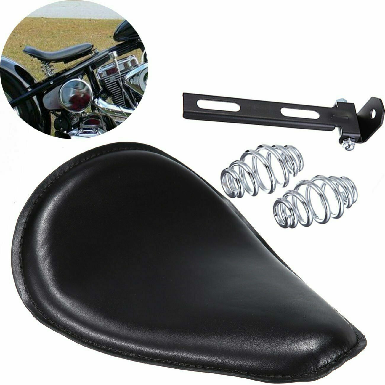 Universal Black Motorcycle 3-inch Single- for Seat Saddle for Harley-Davidson Bobber Chopper
