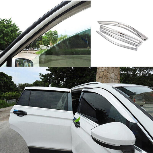 for Volkswagen for Tiguan 2017-2021 Side Window Visor Vent Deflector Steel Silver