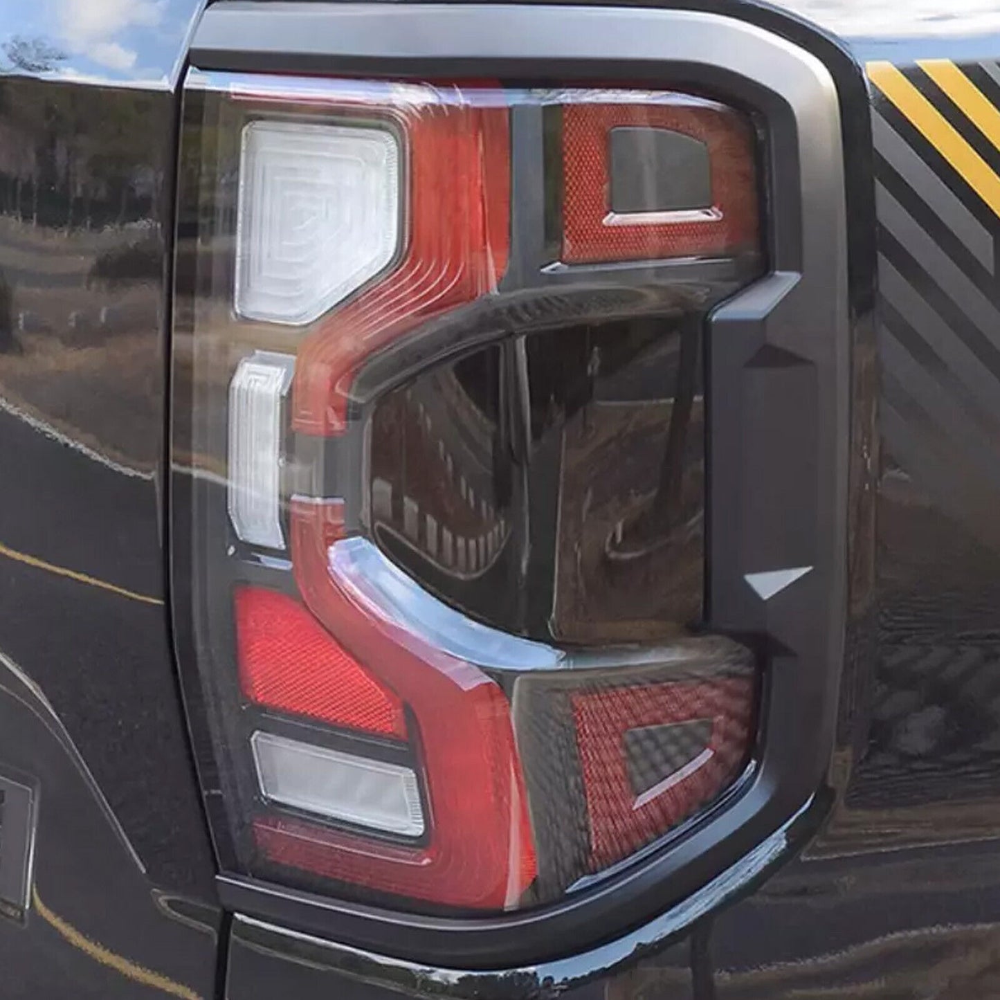 for Ford Ranger 2022-2024 Black Real Tail light frame ABS Plastic Trim 2PCSdz
