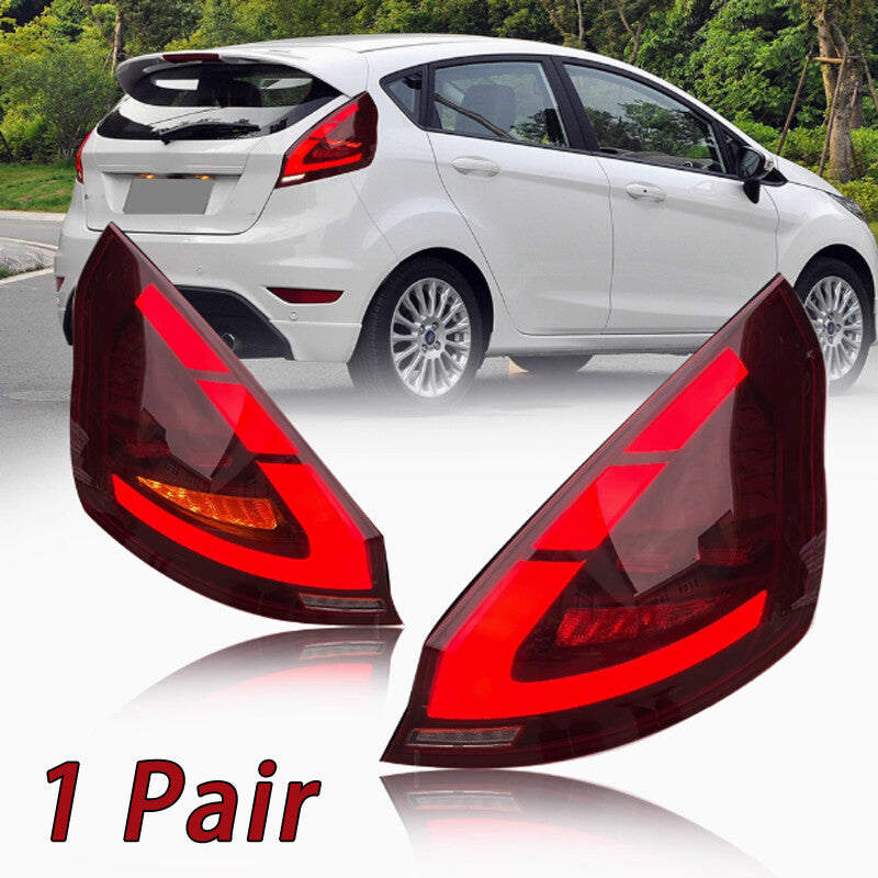 1Pair LED Tail Lights 2014-2019 for Ford Fiesta Hatchback LED Tube Red Lens